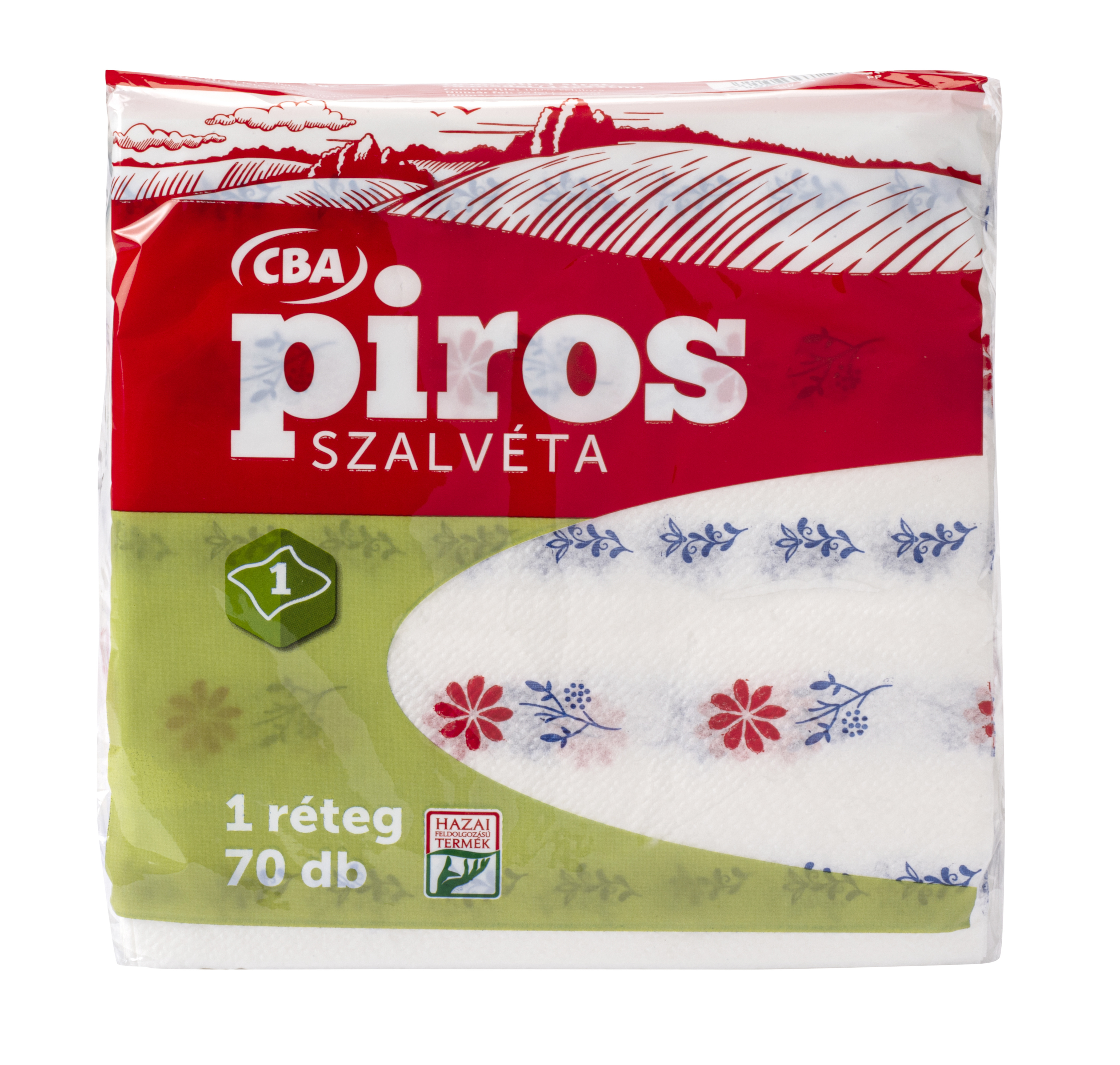 CBA Piros 70 lapos virág mintás szalvéta